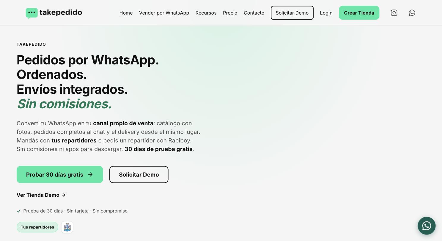 Captura de pantalla de TakePedido